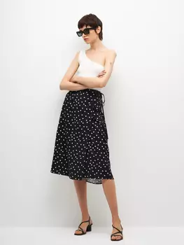 Юбка миди на запах (черный, L)