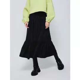 Юбка с оборкой (черный, XL)