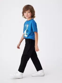 Классические черные брюки на резинке для мальчиков (черный, 98)