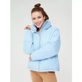 короткая куртка с воротником-стойкой (голубой, S)