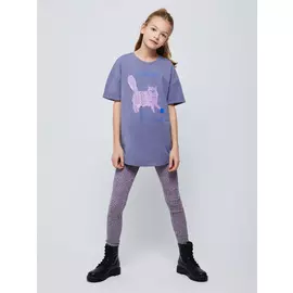 Леггинсы в рубчик для девочек (фиолетовый, 140/ 10-11 YEARS)