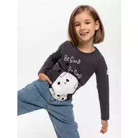 Лонгслив-игрушка для девочек (серый, 98/ 3-4 YEARS)