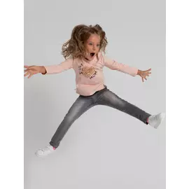 Лонгслив с аппликацией для девочек (розовый, 110/ 5-6 YEARS)