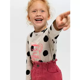 Лонгслив с принтом для девочек (белый принт, 110/ 5-6 YEARS)