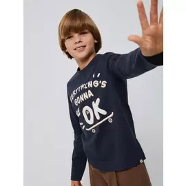 Лонгслив с принтом для мальчиков (серый, 134 /9-10 YEARS)