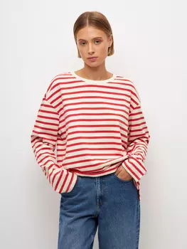 Лонгслив в полоску (красный, XS)