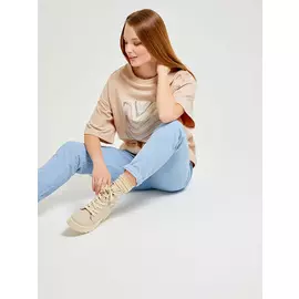 оверсайз футболка с принтом (бежевый, M)