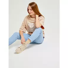 оверсайз футболка с принтом (бежевый, S)