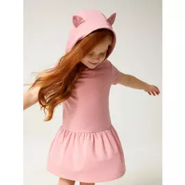 платье для девочек с капюшоном (розовый, 116)