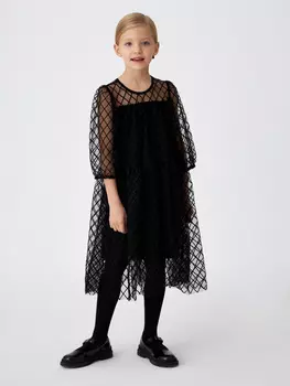 Платье из органзы для девочек (черный, 134)