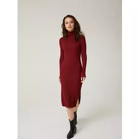 платье из трикотажа в рубчик (бордовый, XL)