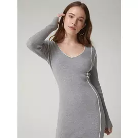 платье с контрастным кантом (серый, S)