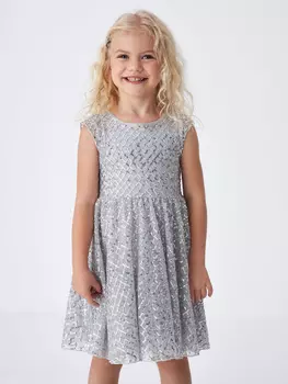 Платье с пайетками для девочек (серебро, 110)