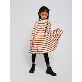 Платье в полоску для девочек (коричневый, 98/ 3-4 YEARS)