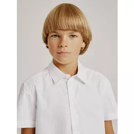 Рубашка с коротким рукавом для мальчиков (белый, 140/ 10-11 YEARS)