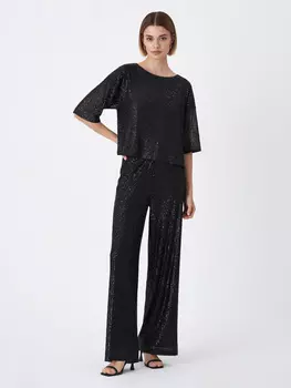 Широкие брюки с пайетками (черный, XL)