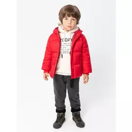 Стеганая куртка с капюшоном для мальчиков (красный, 116/ 6-7 YEARS)