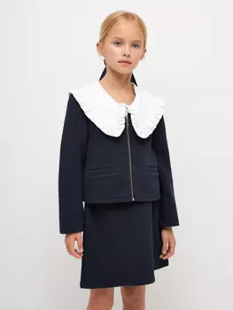 Стеганый жакет для девочек (синий, 140)