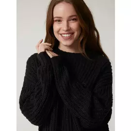 свитер фактурной вязки (черный, XL)