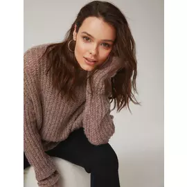 свитер фактурной вязки (розовый, XS)