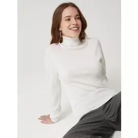 свитер с воротником гольф (бежевый, XS)