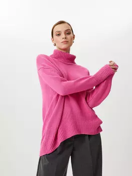 Свитер с высоким воротником (розовый, S)