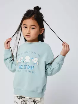 Свитшот оверсайз для девочек (зеленый, 104/ 4-5 YEARS)