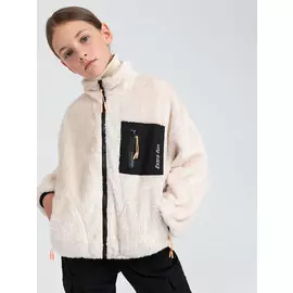 Толстовка из искусственного меха для девочек (бежевый, 140/ 10-11 YEARS)