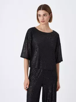 Топ с пайетками (черный, M)