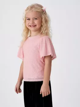 Топ с пайетками для девочек (розовый, 104)