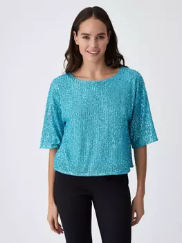 Топ с пайетками (голубой, M)