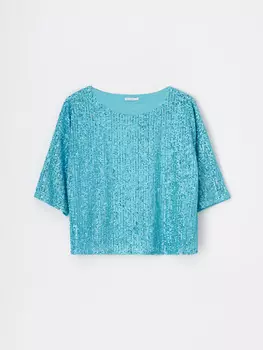 Топ с пайетками (голубой, S)