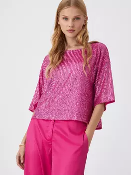 Топ с пайетками (розовый, S)