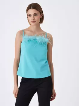 Топ с перьями (голубой, S)