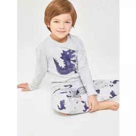 трикотажная пижама для мальчиков (серый, 92-98)