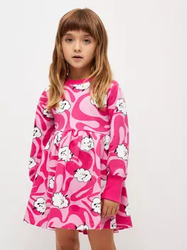 Трикотажное платье с принтом для девочек (принт, 92)