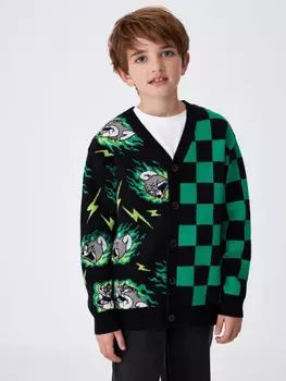 Вязаный кардиган с принтом Tom and Jerry для мальчиков (принт, 164)