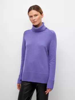Вязаный свитер с воротником (фиолетовый, XS)