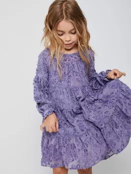 Ярусное платье для девочек (фиолетовый, 104/ 4-5 YEARS)