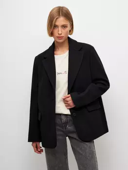 Жакет из пальтовой ткани (черный, M)