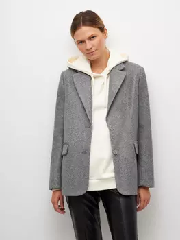 Жакет из пальтовой ткани (серый, L)