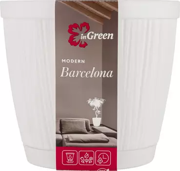 Горшок для цветов "InGreen" Barcelona белый 1,8л