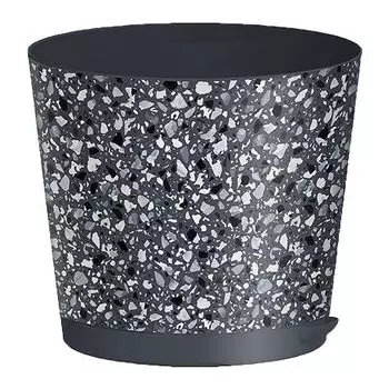 Горшок "Idiland" Stone Flower с прикорневым поливом с декором серый 2л