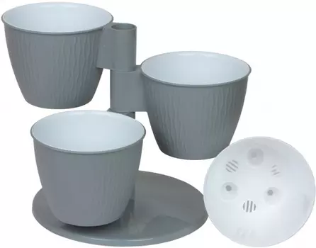 Каскад для цветов "Ливингрин" Пирамида серый муссон/антрацит