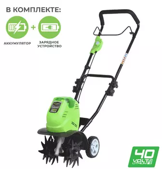 Культиватор "Greenworks" аккумуляторный G40TL 40V с АКБ 4А.ч и ЗУ