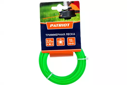 Леска "Patriot" триммерная D2,0 мм L12м зеленая
