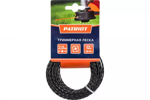 Леска "Patriot" триммерная D2,0 мм L12м черная