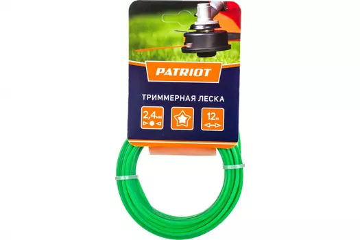 Леска "Patriot" триммерная D2,4 мм L12м зеленая