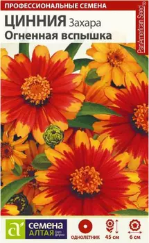 Семена Цинния "Семена Алтая" Захара Огненная вспышка 6шт
