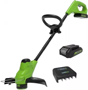Триммер аккумуляторный "Greenworks" 24V, 25см, с 1хАКБ 2Ач и ЗУ